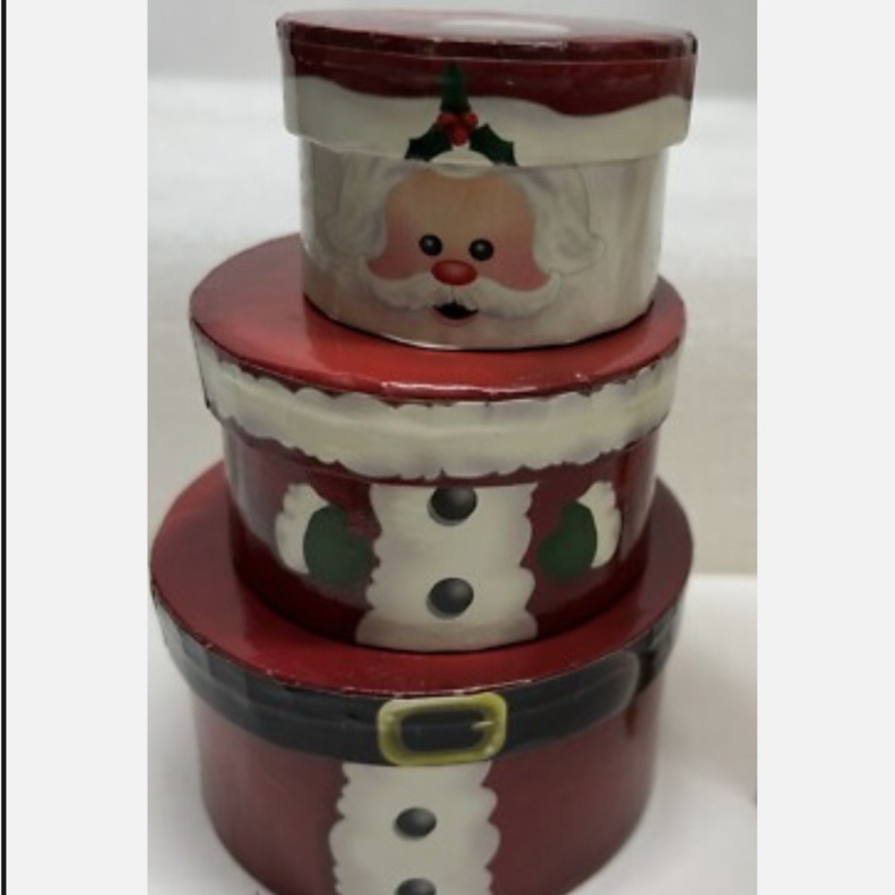 UNBRANDED Santa Claus Decorative Stacking Boxes - Red and White
